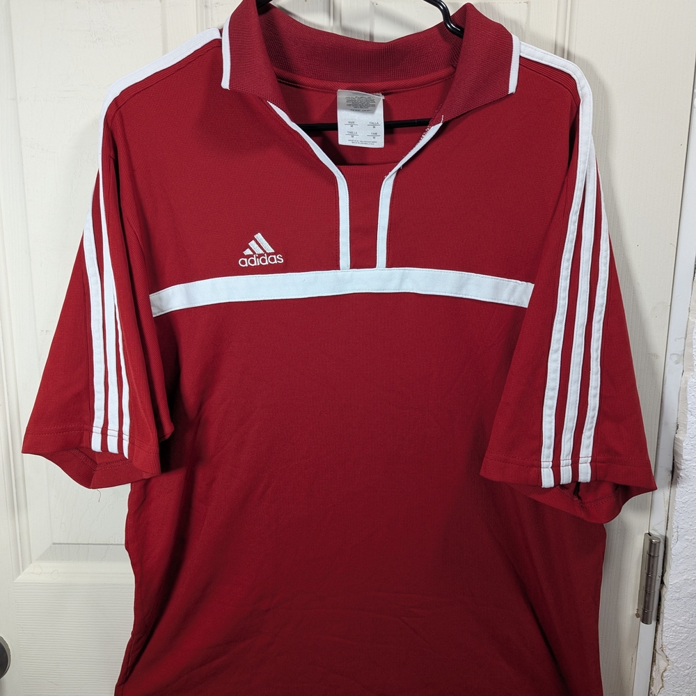 Vintage early 2000s Adidas Red Soccer Polo Template Jersey Men's Size M